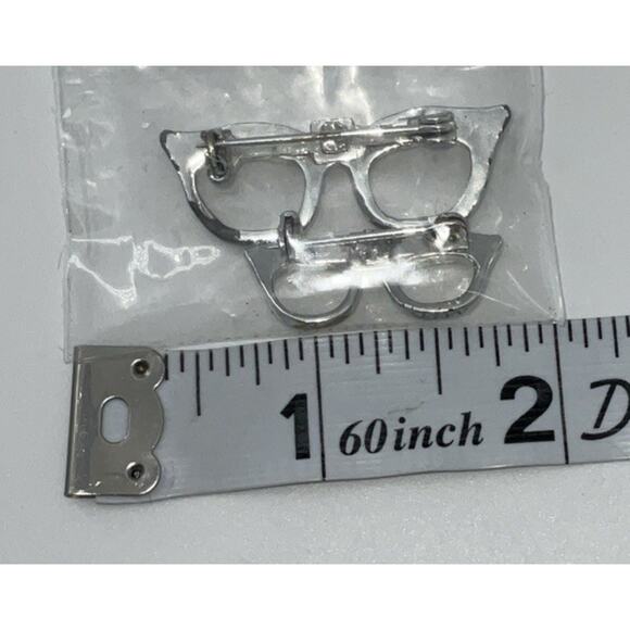 Vintage Cat Eyes Glasses Brooch/pin With 8 Stones - Picture 3 of 3